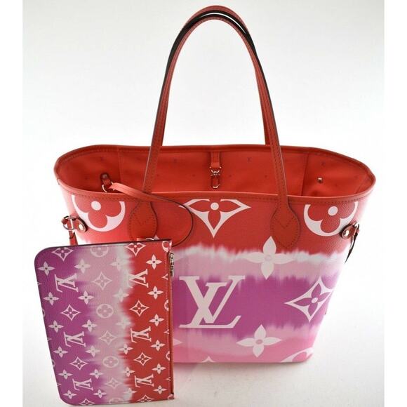 Louis Vuitton Escale Neverfull MM Red White Tie Dye Tote Handle Shoulder Bag - Picture 4 of 12